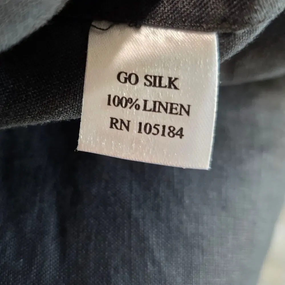 Go Silk 100% Linen Boxy Oversized Tunic Top Black Size L - Picture 4 of 5